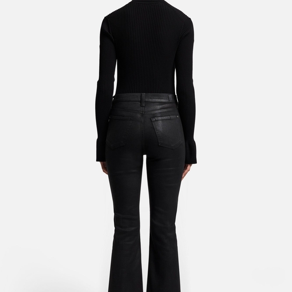 7 For All Mankind Black Flare Jeans — High-Rise Wide Leg - Picture 7 of 7